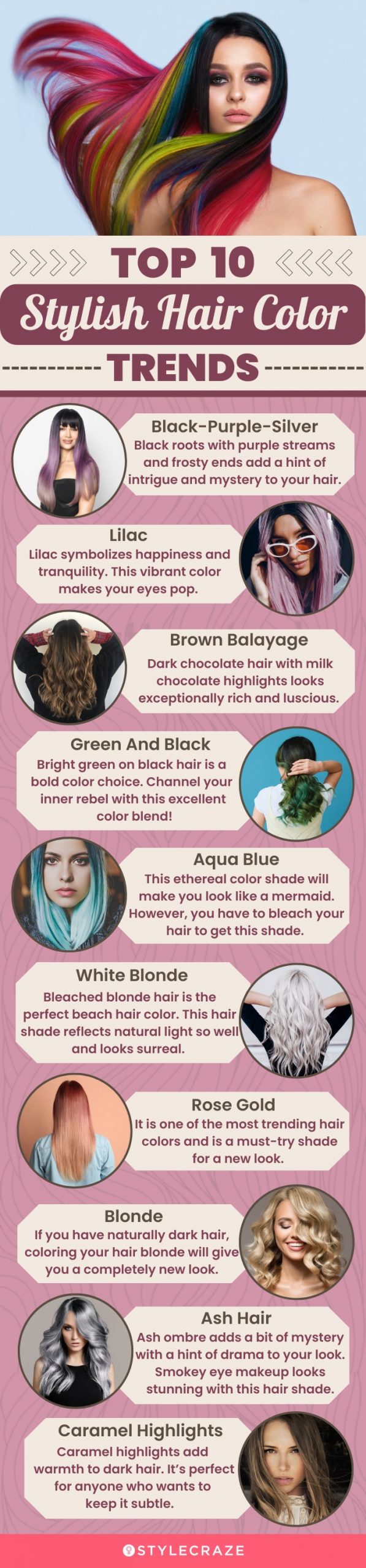 top 10 stylish hair color trends (infographic)