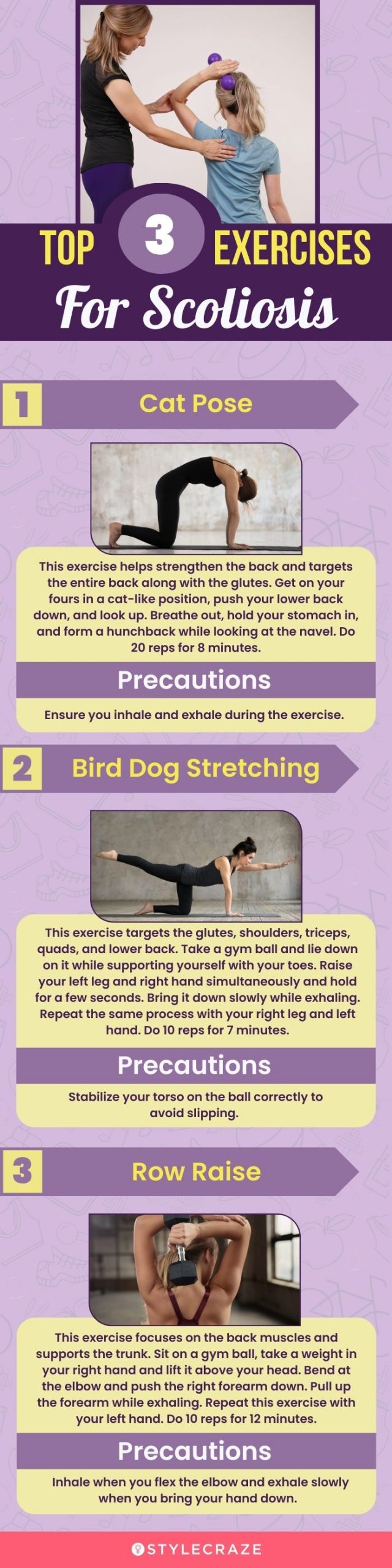top 3 exercises for scoliosis (infographic)
