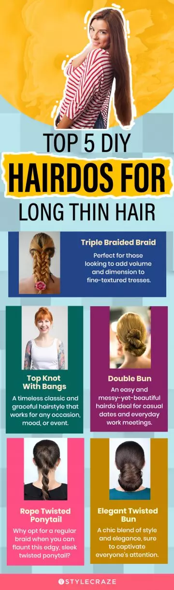 top 5 diy hairdos for long thin hair (infographic)