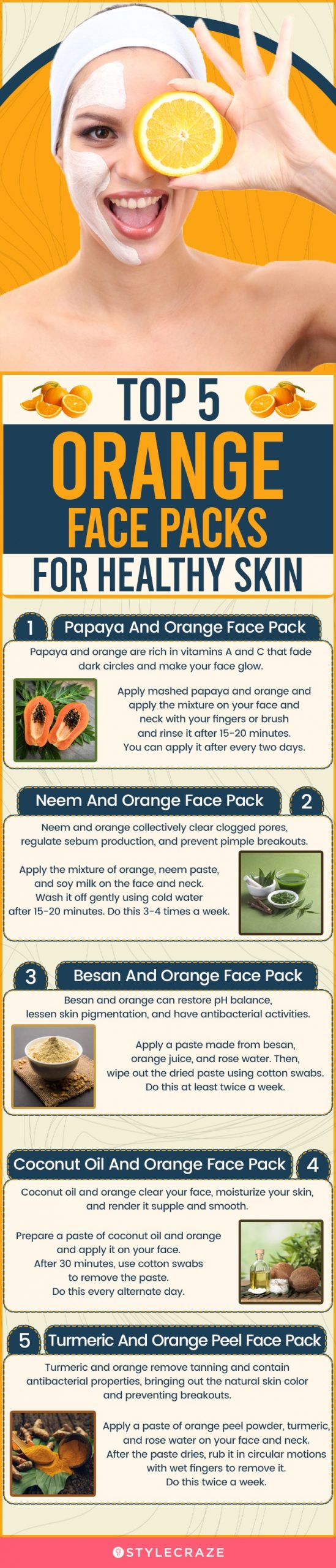 top 5 orange face packs for healthy skin (infographic)