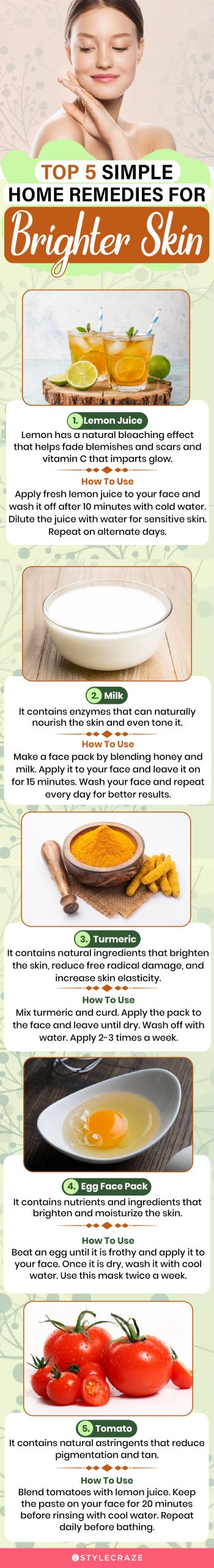 top 5 simple home remedies for brighter skin (infographic)