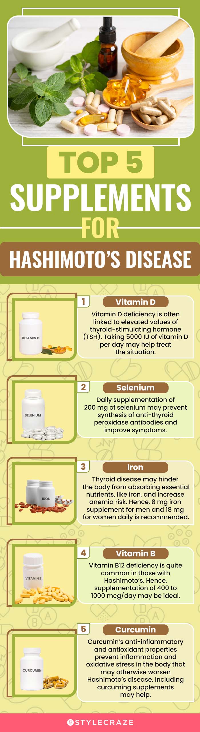 top 5 supplements for hashimoto's disease (infographic)