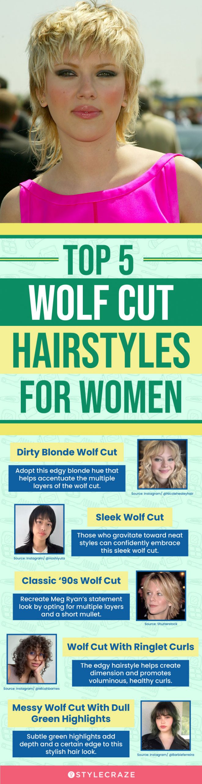 top 5 wolf cut hairstyles for women (infographic)