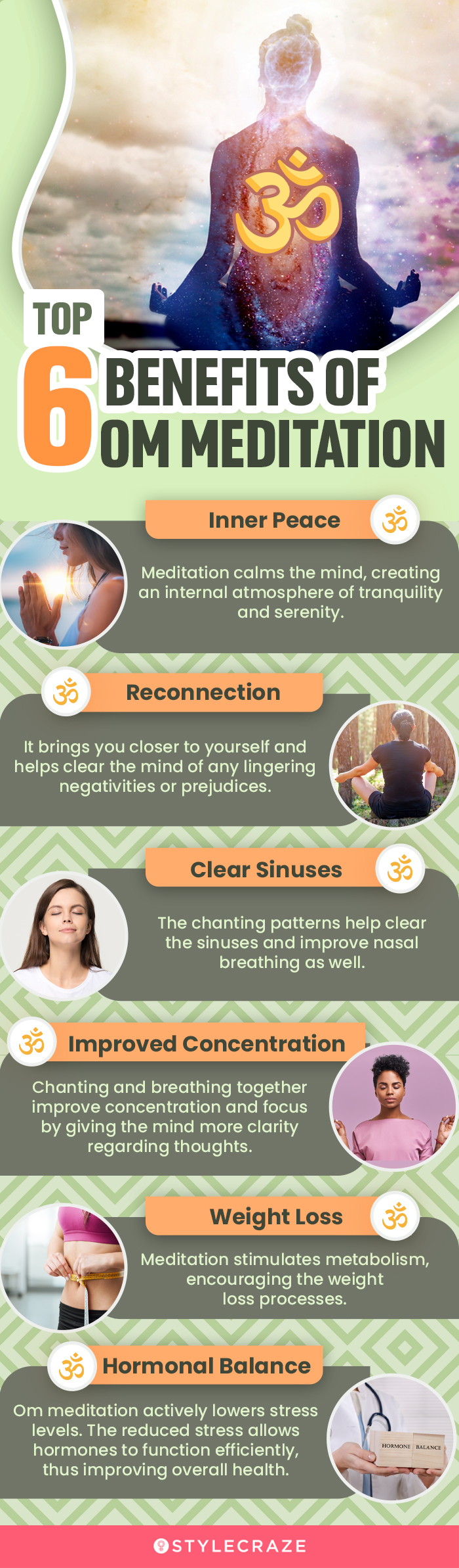 top 6 benefits of om meditation (infographic)