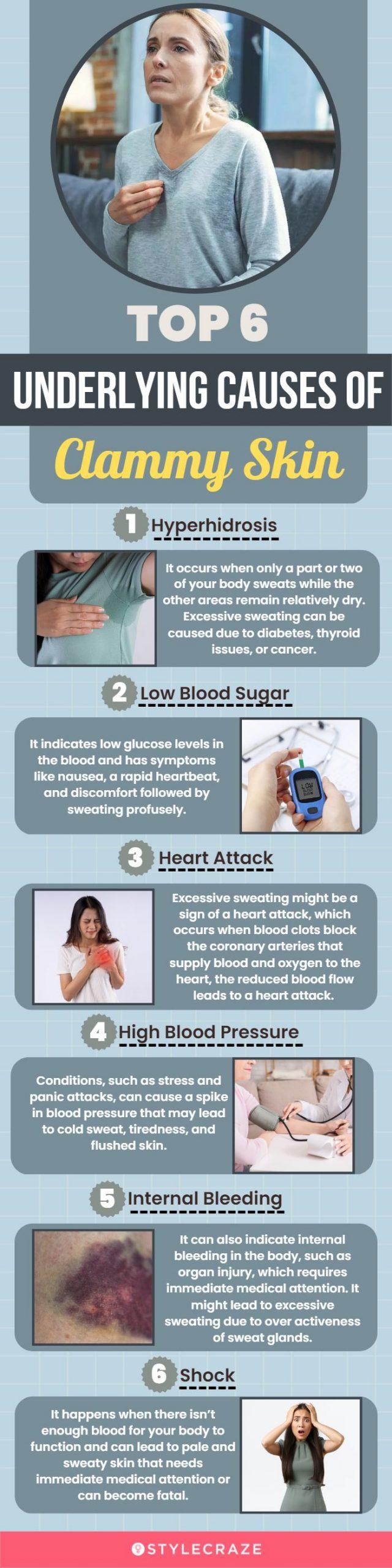 top 6 underlying causes of clammy skin (infographic)