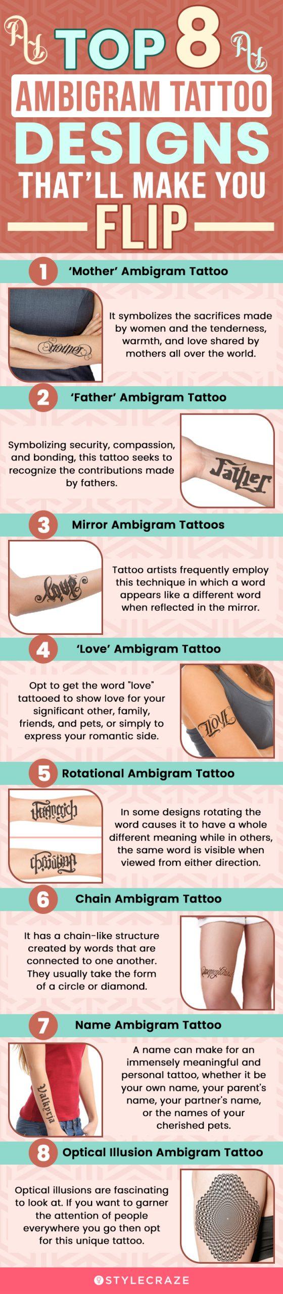 Love Pain Ambigram Temporary Tattoo