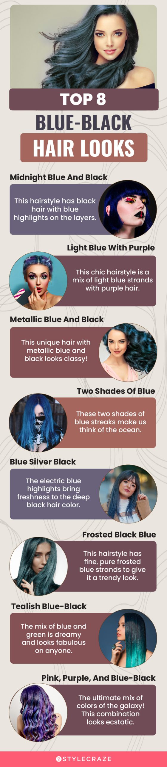 top 8 blue black hair looks (infographic)