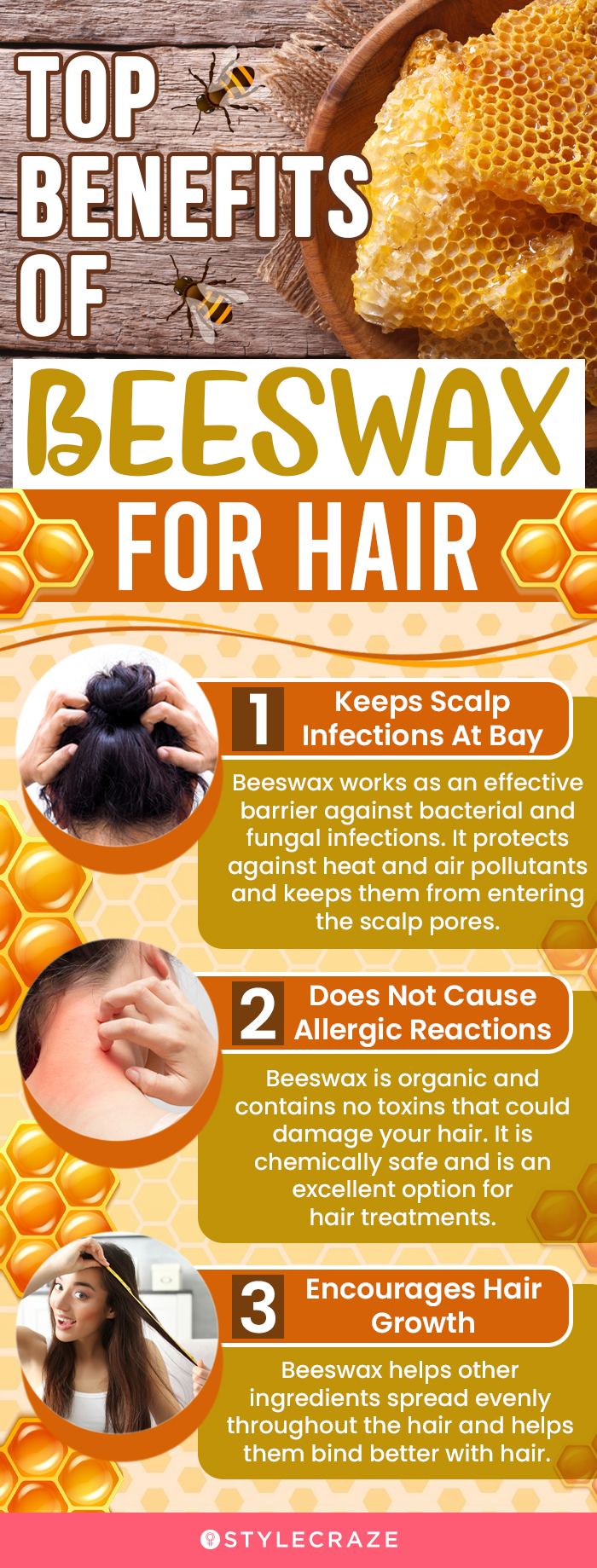 top benefits of beeswax for hair (infographic)