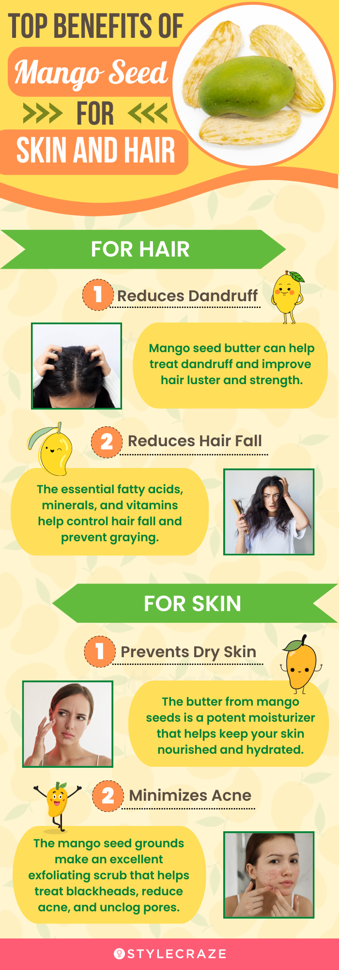 top benefits of mango seed for skin and hair (infographic)