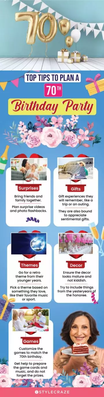 top tips to plan a 70th birthday party (infographic)