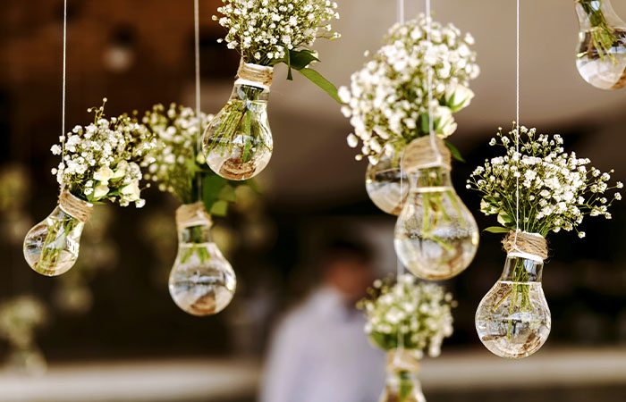 Hanging floral decorations as a 20th birthday decoration