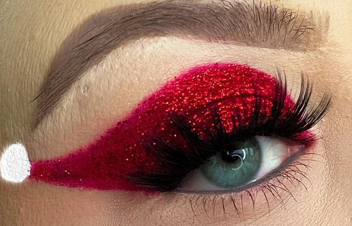 Hot pink and red shimmer eyeshadow look