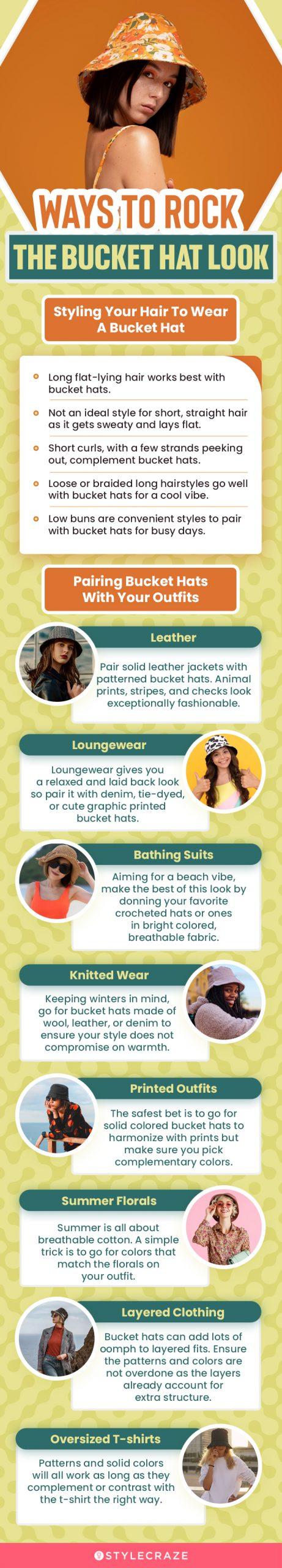 ways to rock the bucket hat look (infographic)