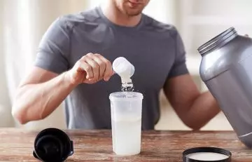 Man preparing protein shake