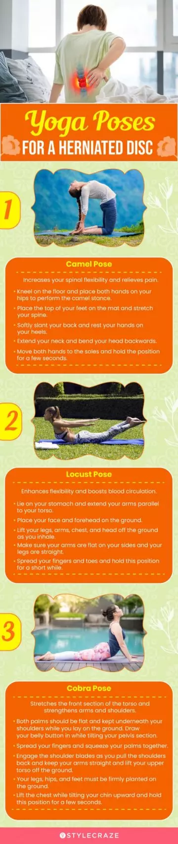 yoga poses for herinated disc (infographic)