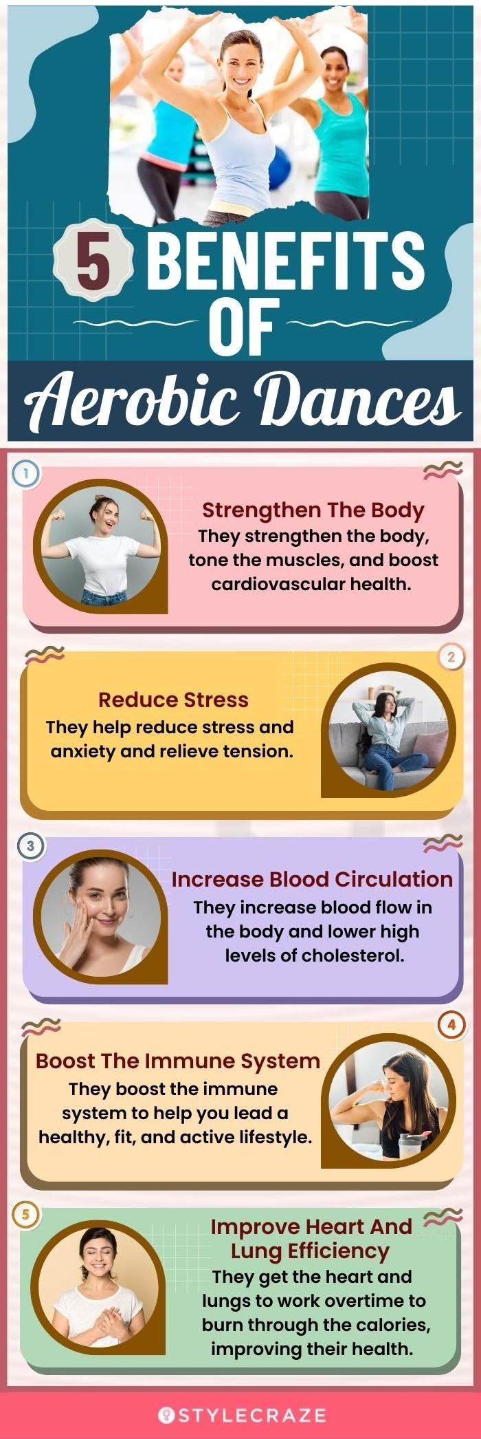 5 benefits of aerobic dance (infographic)