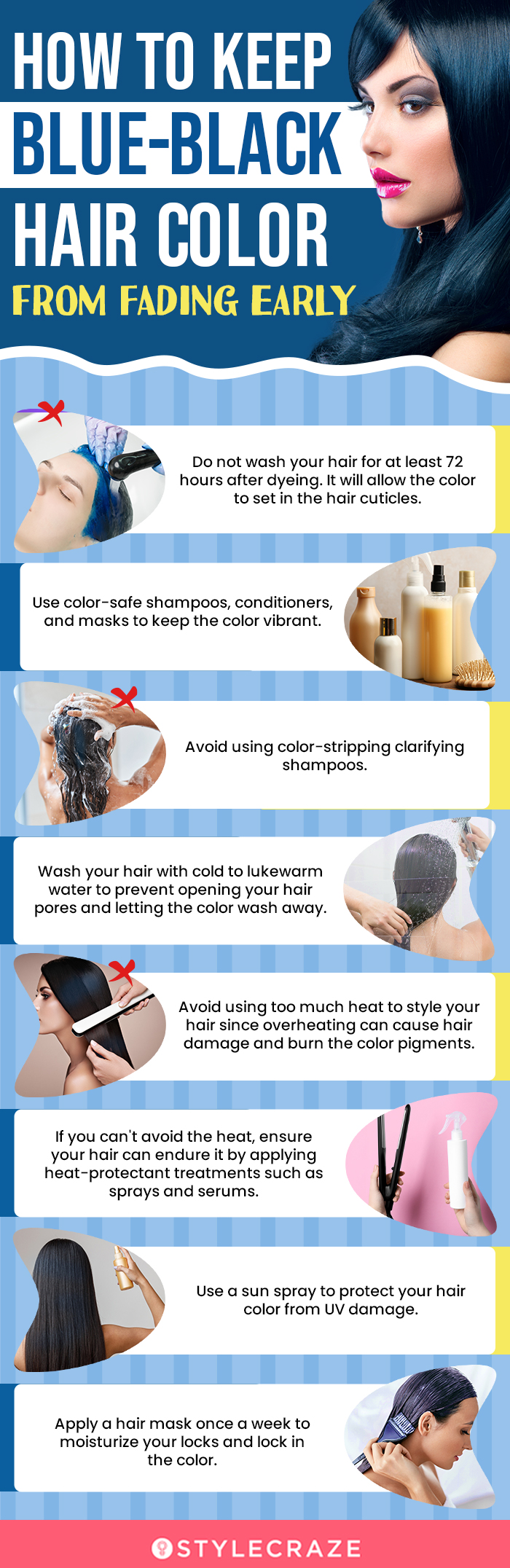 How To Keep Blue-Black Hair Color From Fading Early (infographic)