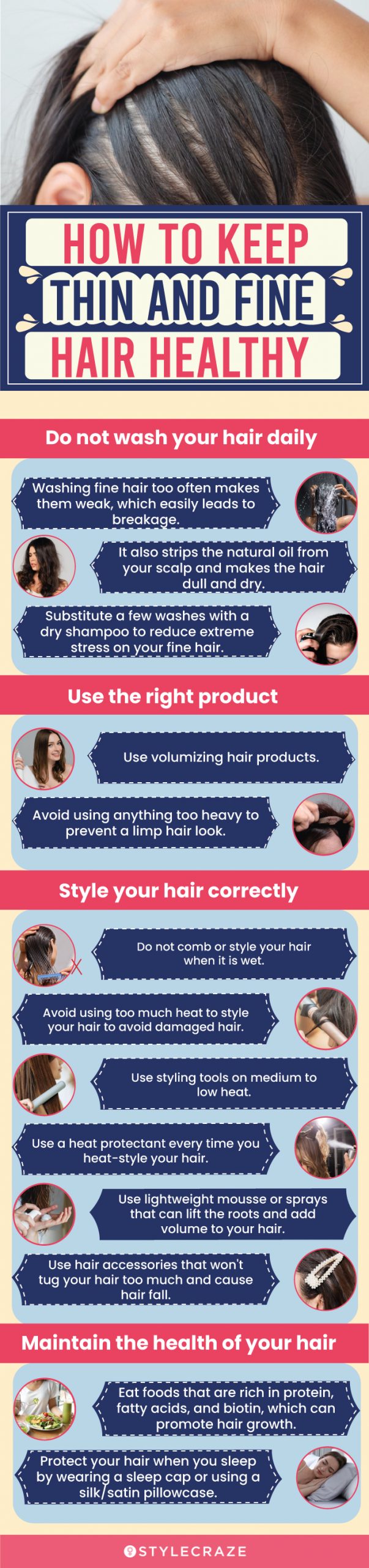 How To Keep Thin and Fine Hair Healthy (infographic)