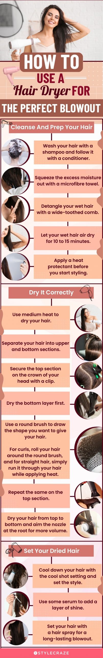How To Use A Hair Dryer For The Perfect Blowout (infographic)