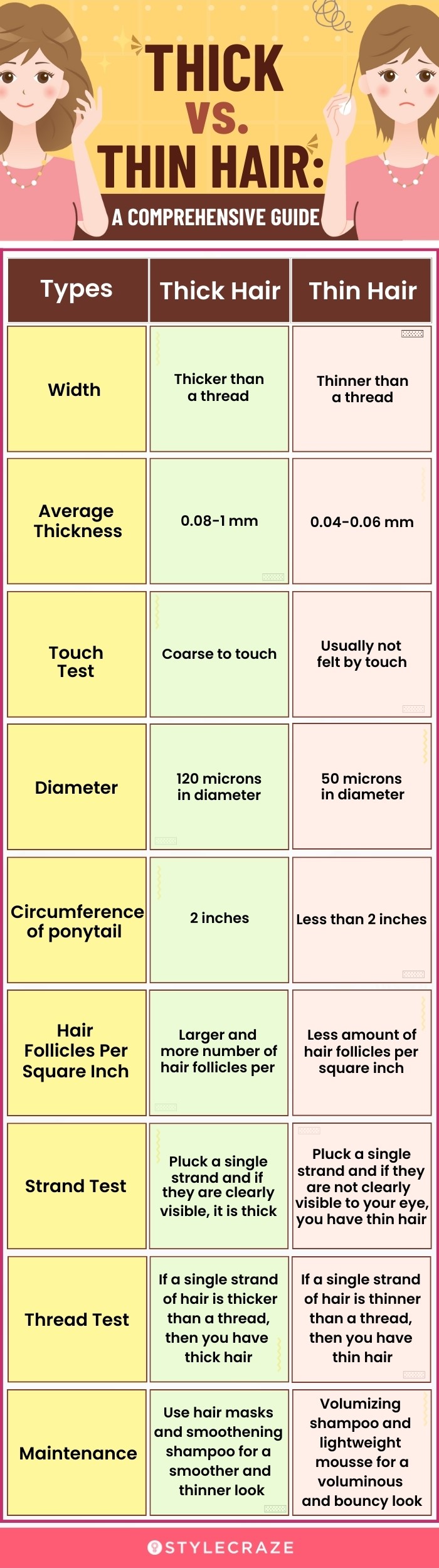 thick vs thin hair comprehensive guide (infographic)