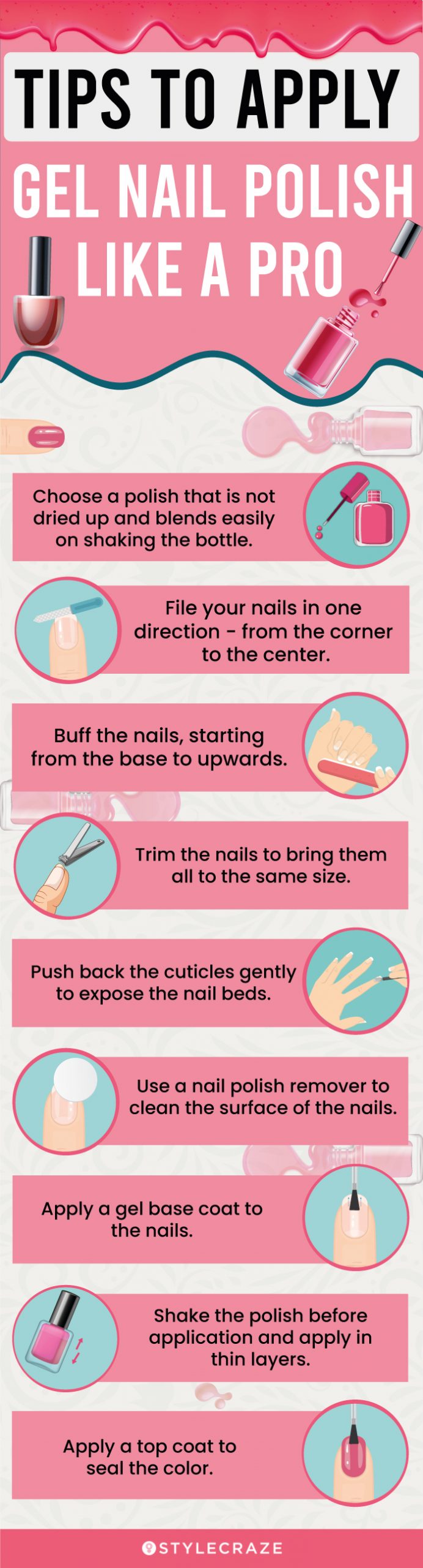 Tips To Apply Gel Polish Like A Pro (infographic)