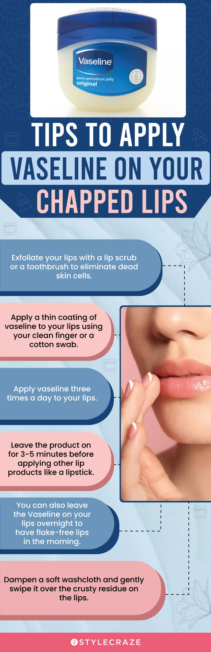 Tips To Apply Vaseline On Your Chapped Lips (infographic)