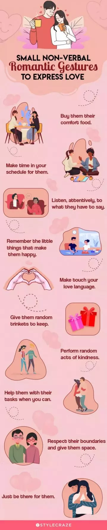 small non verbal romantic gestures to express love (infographic)