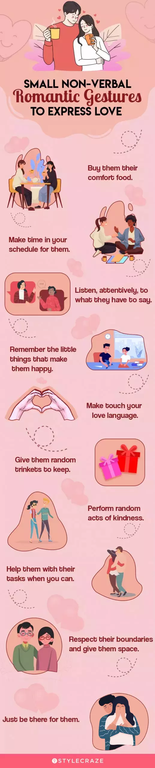 small non verbal romantic gestures to express love (infographic)