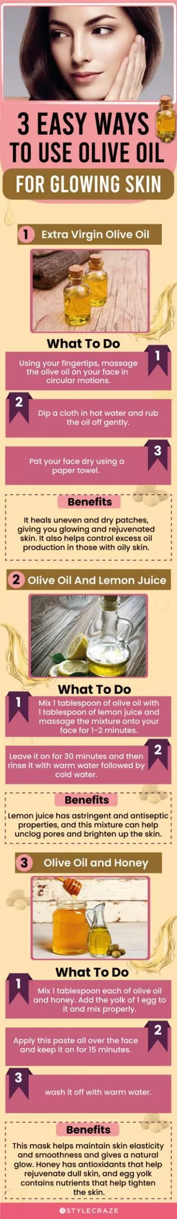 3 easy ways to use olive oil for a glowing skin (infographic)