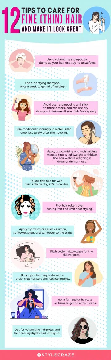 12 tips to care for fine (thin) hair and make it look great (infographic)