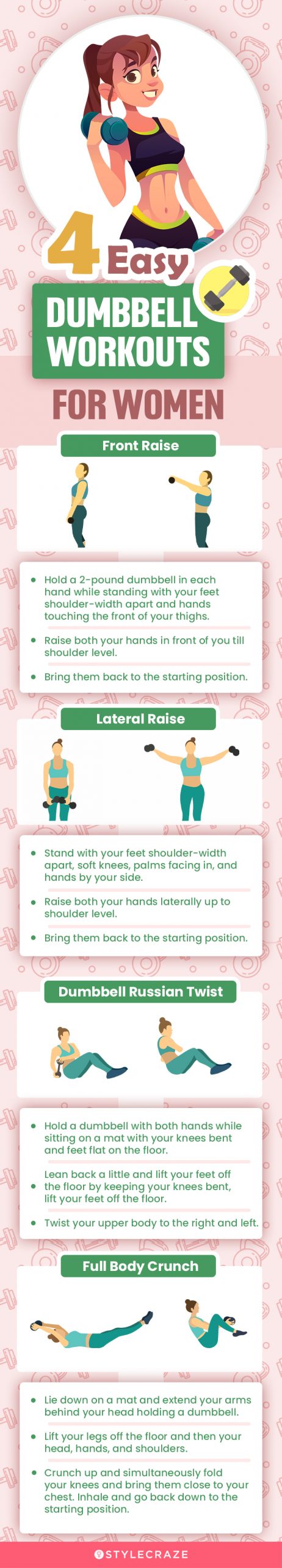 4 easy dumbbell workouts for women (infographic)