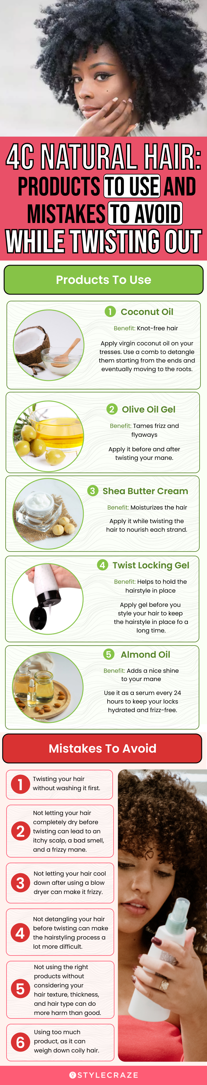 4c natural hair products to use and mistakes to avoid while twisting out (infographic)