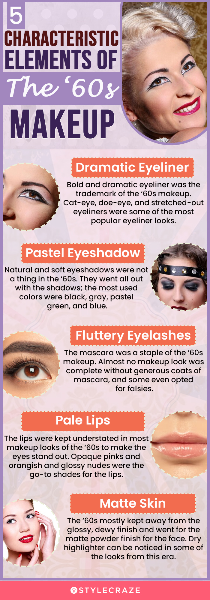 5 characteristic elements of the ‘60s makeup (infographic)