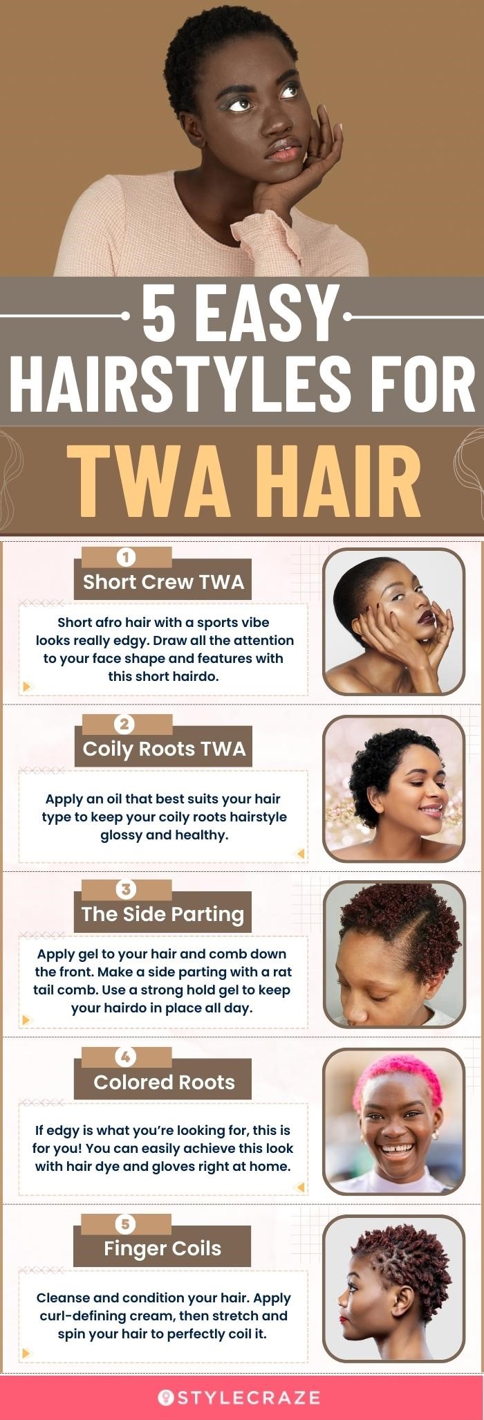 5 easy hairstyles for twa hairs (infographic)