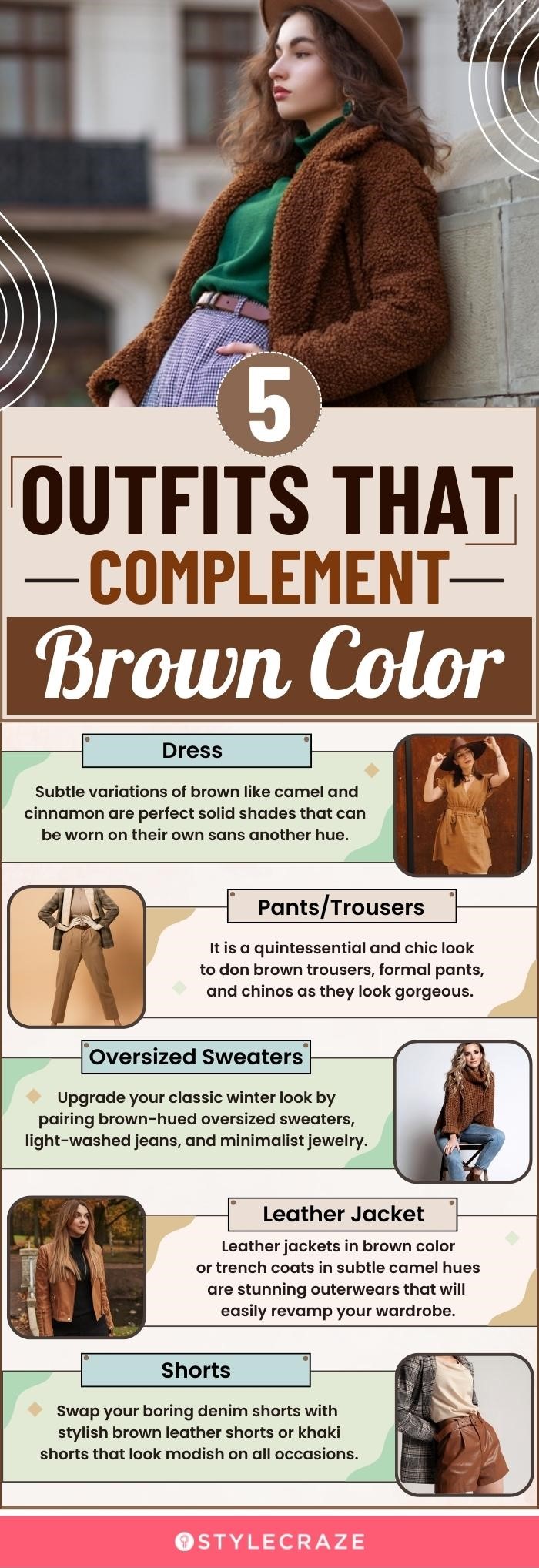 5 outfits that compliment brown color (infographic)