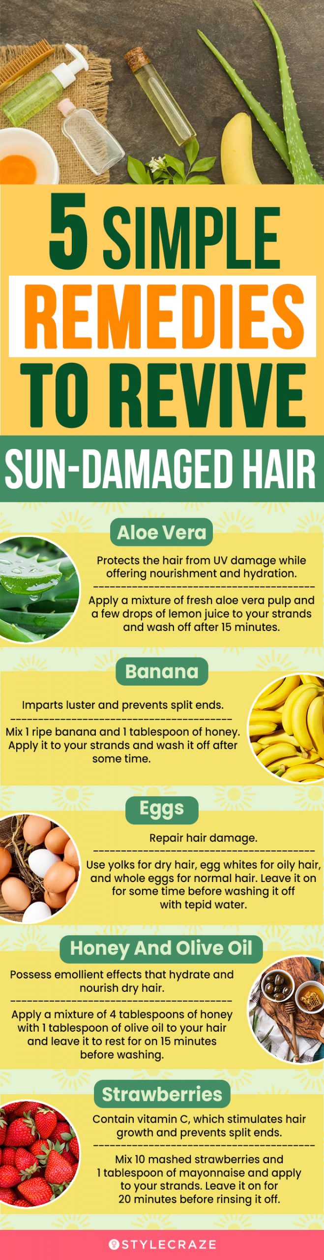 5 simple remedies to repair sun damage to hair (infographic)