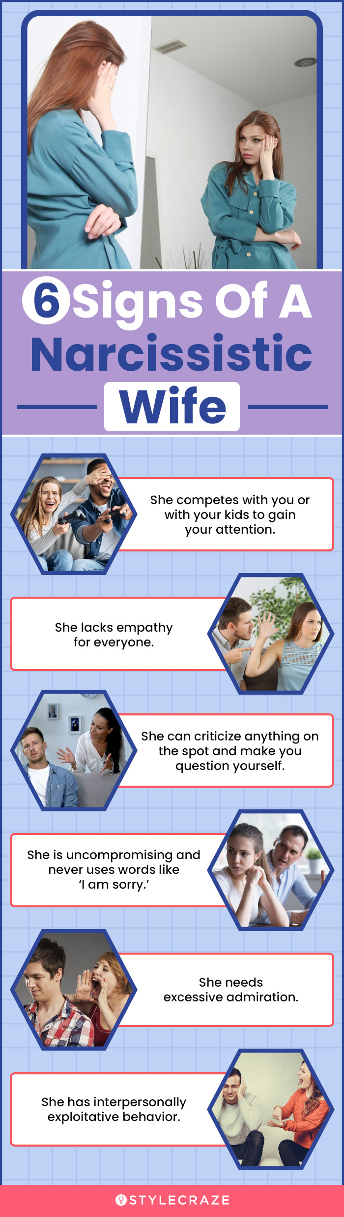 6 signs of a narcissistic wife (infographic)