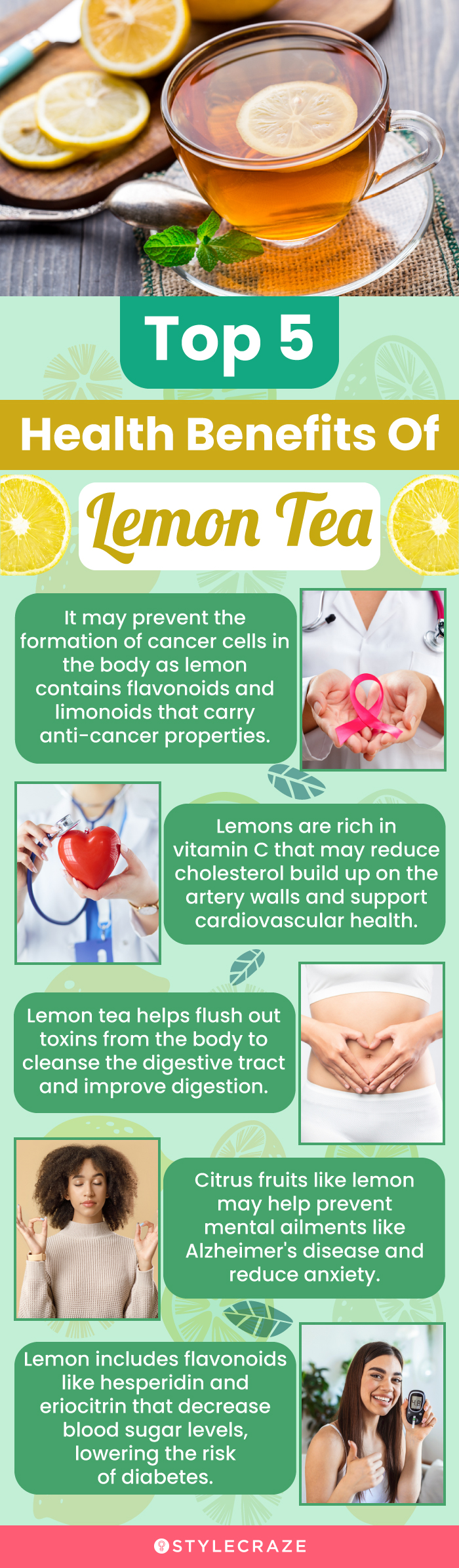 top 5 health benefits of lemon tea (infographic)