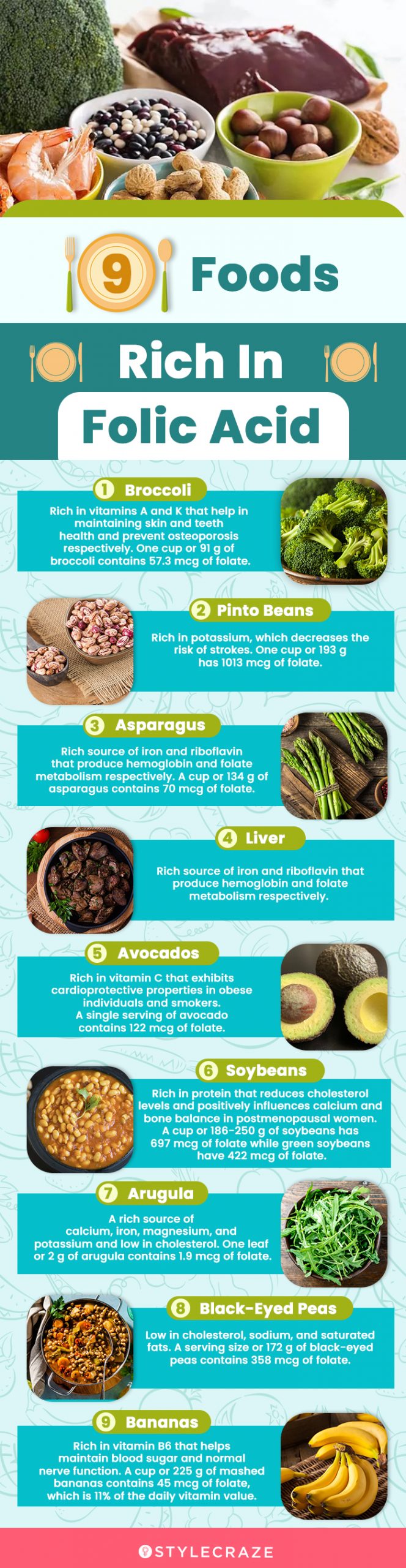 9 foods rich in folic acid (infographic)