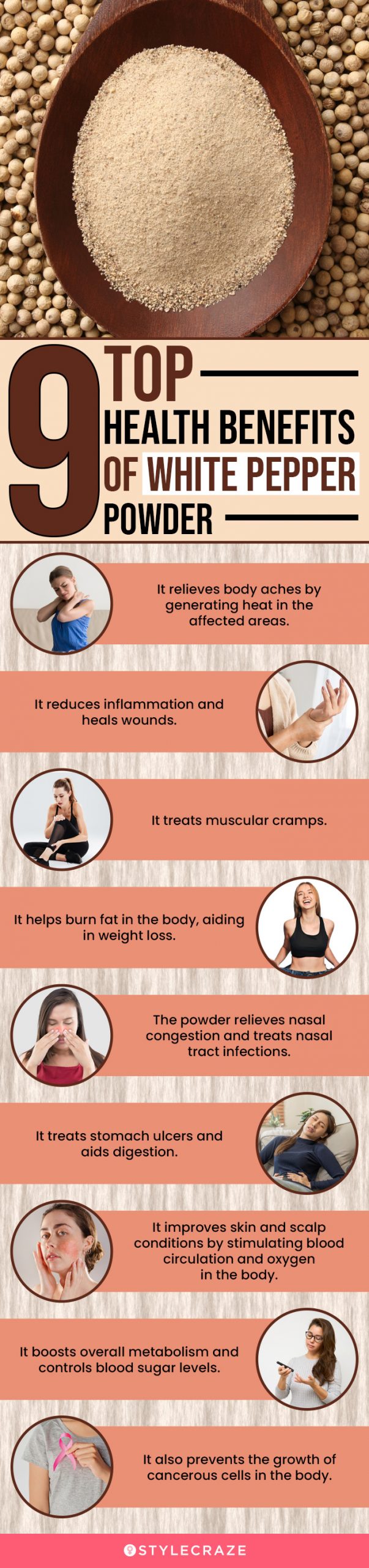 9 top health benefits of white pepper powder (infographic)