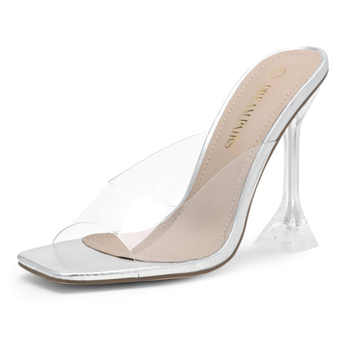 Dream Pairs Women’s Square Toe Clear Heels