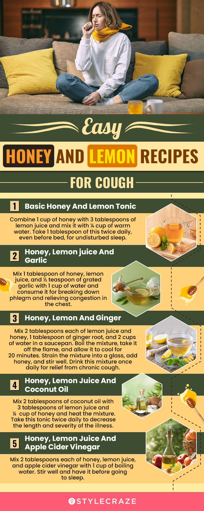 easy honey and lemon recipes for cough (infographic)
