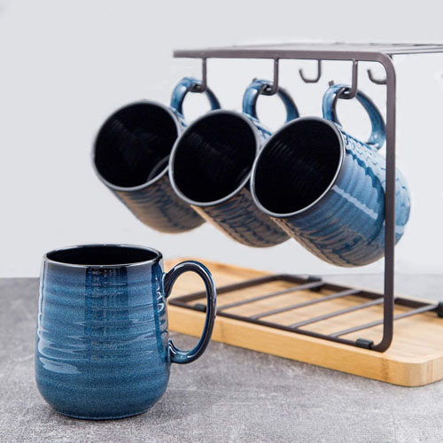 Hasense Ceramic Coffee Mug Set- Navy