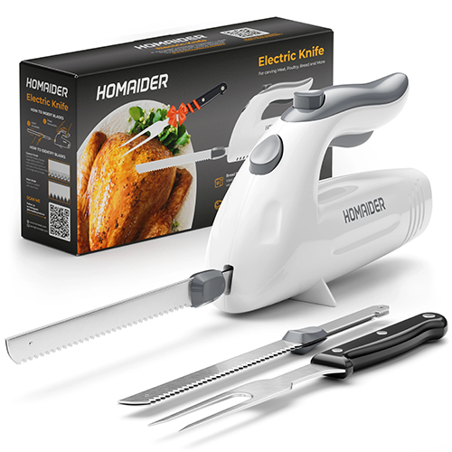 Homaider Electric Knife for Carving Meat, Turkey, Bread & More