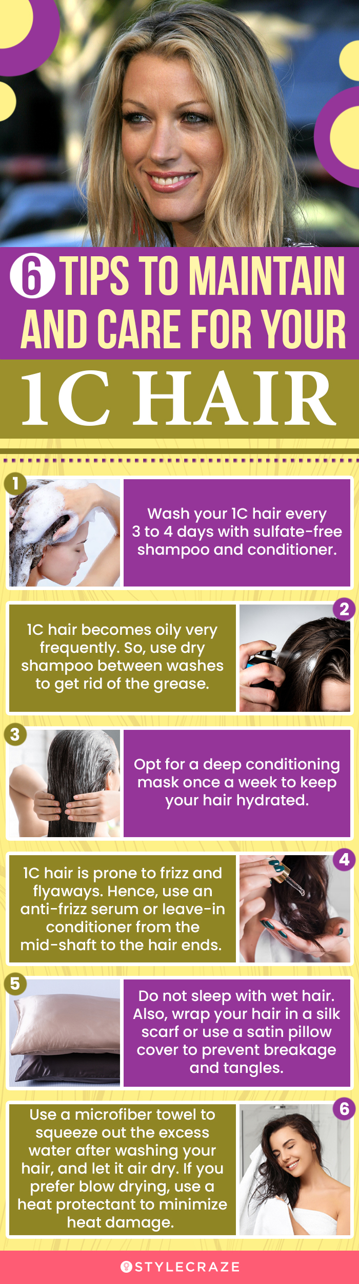 how to maintain and care for your 1c hair 6 top tips (infographic)