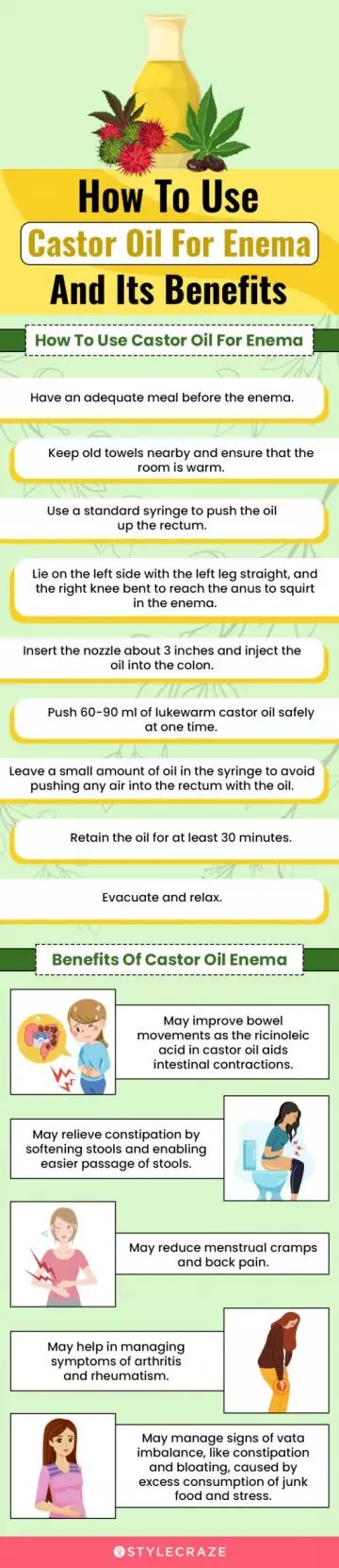 how to use castor oil enema and its benefits (infographic)