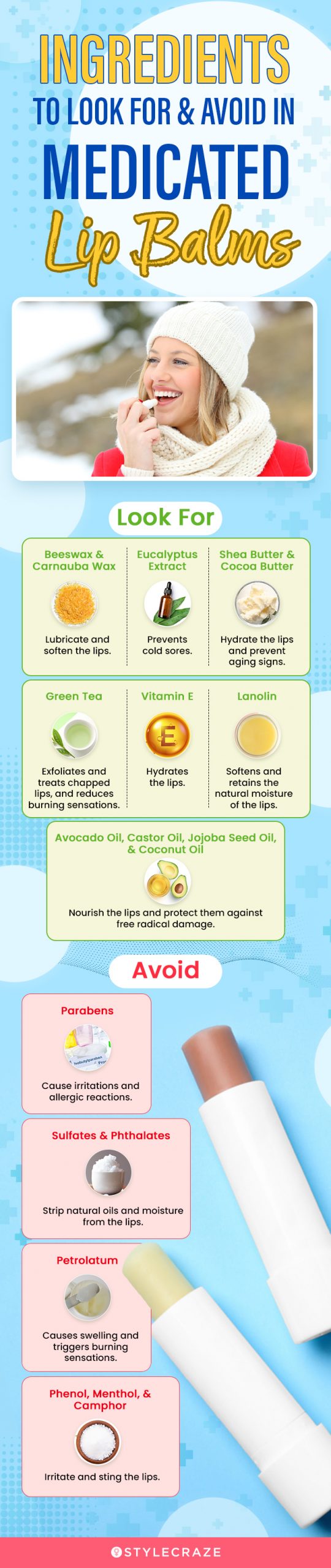 Ingredients To Look For & Avoid In Medicated Lip Balms (infographic)