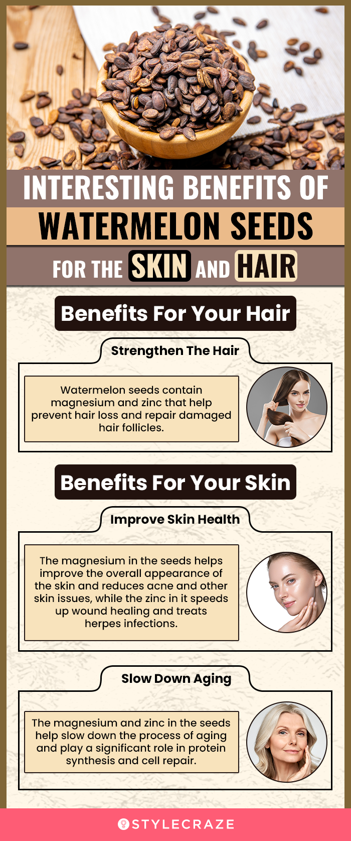 interesting benefits of watermelon seeds for the skin and hair (infographic)