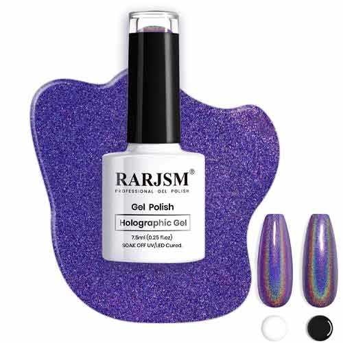 RARJSM Holographic Dark Purple Nail Polish
