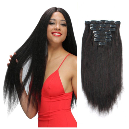 Sassina Real Remy Thick Yaki Straight Clip-Ins